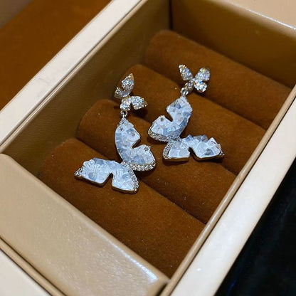 / Crystal Butterfly Pearl Earring Floral Faux Stud Alloy (Various Designs)