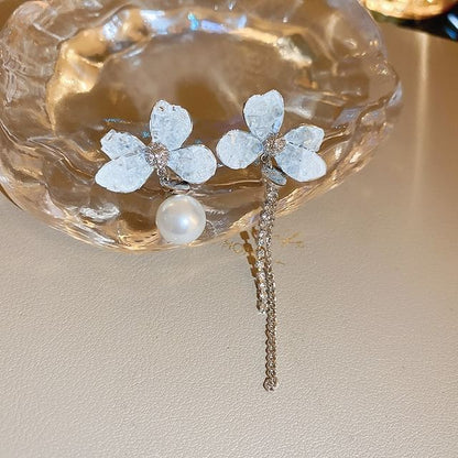 Designs) Butterfly (Various Crystal Pearl Earring Faux / Alloy Floral