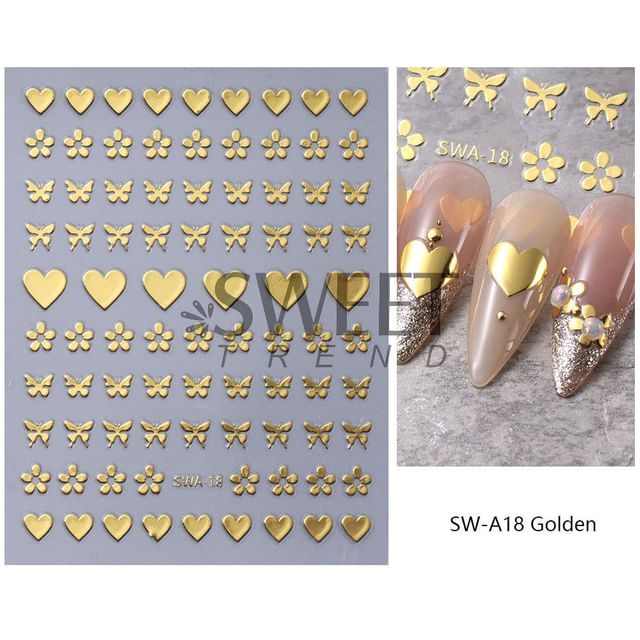 Floral Metallic Nail Art Stickers