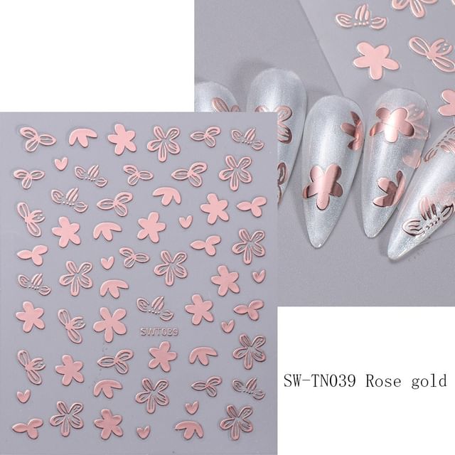 Floral Metallic Nail Art Stickers