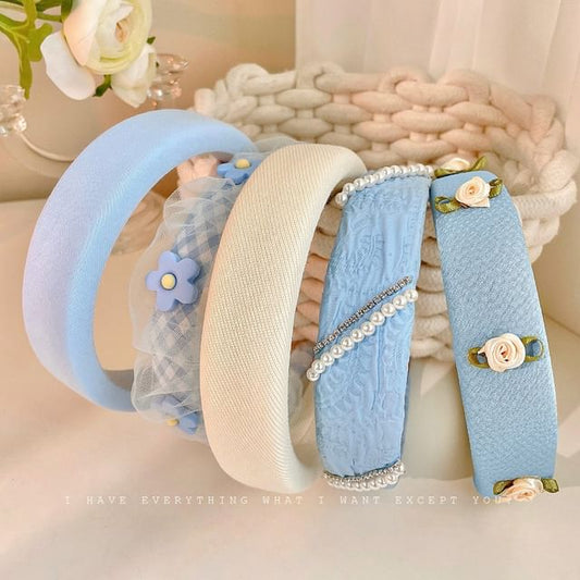Faux Flower Band Hair (Various Pearl Designs)