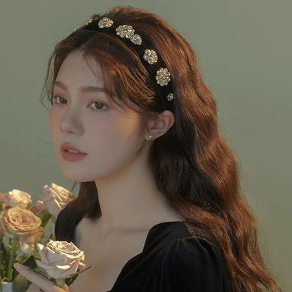 Rhinestone Flower Band Hair Gemstones