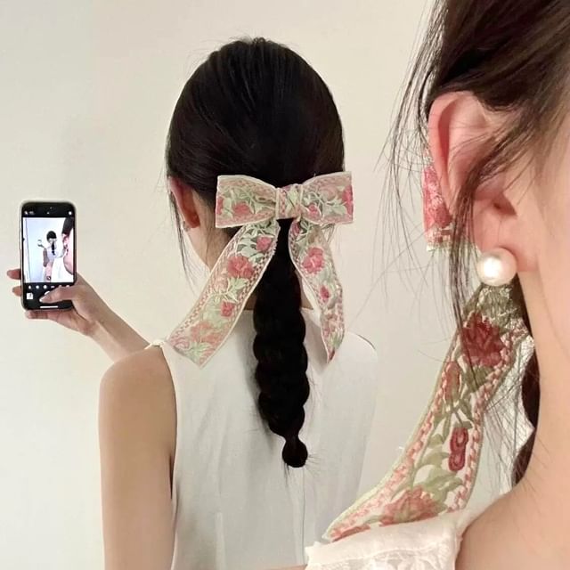 Embroidered Ribbon Hair Clip / Headband (Various Designs)