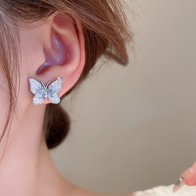 Designs) Butterfly (Various Crystal Pearl Earring Faux / Alloy Floral