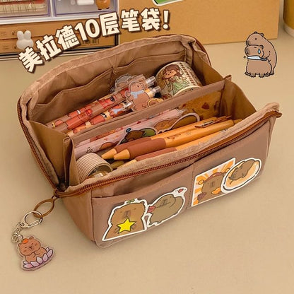 Capybara Fabric Pencil Case Sticker Brooch Keyring Set