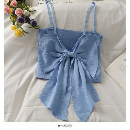 Plain Cropped Camisole Bow Top