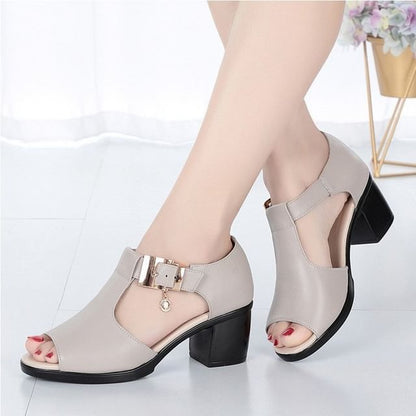 Sandals Plain Block Heel