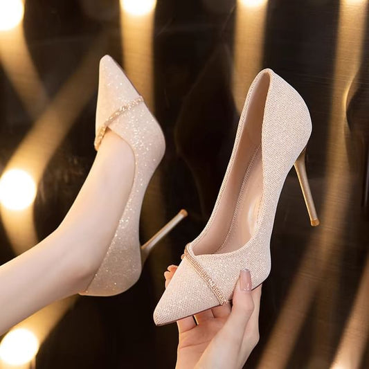 Glitter Pointy Pumps High Heel