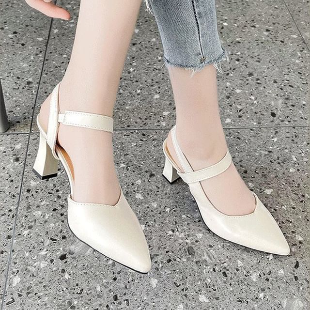 Sandals Heel Slingback Plain High