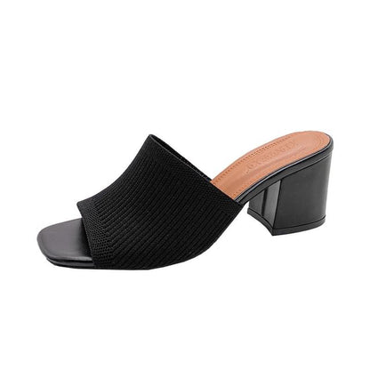 Heel Plain Slide Sandals Block
