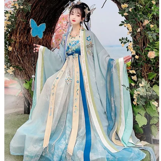 Traditional Chinese Floral Print Costume Set