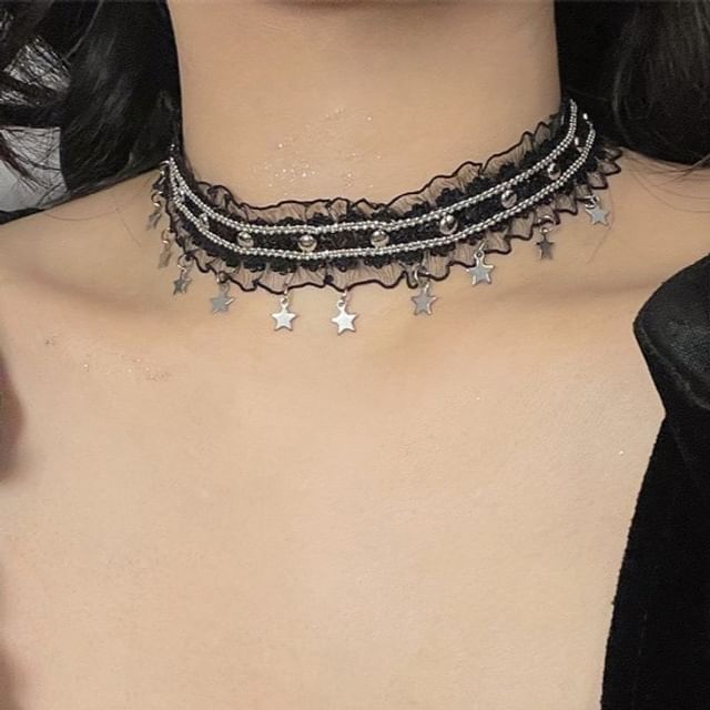 Lace Star Choker Fringed