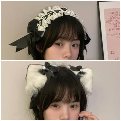 Fluffy Headband / Ear Hair Cat Bow Clip Lace