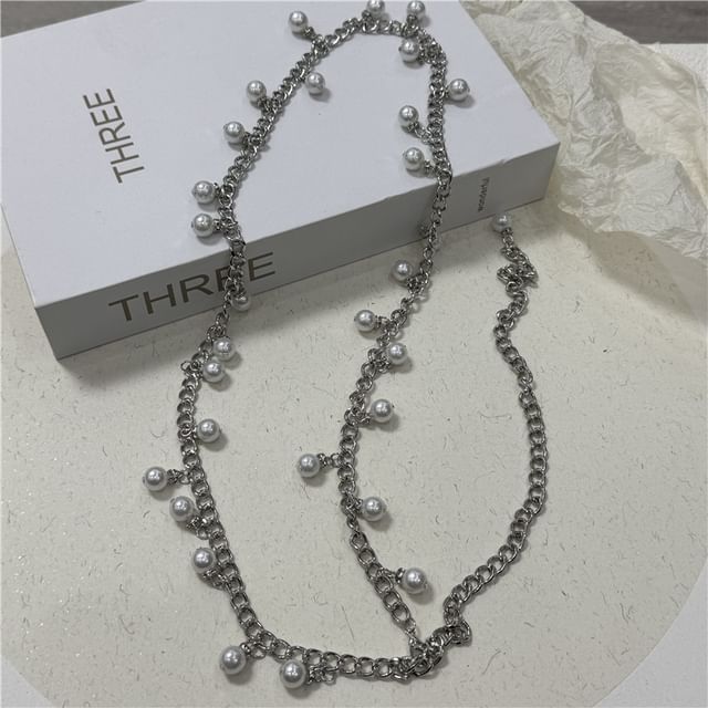 Fringed Chain Belt Faux Pearl Waist