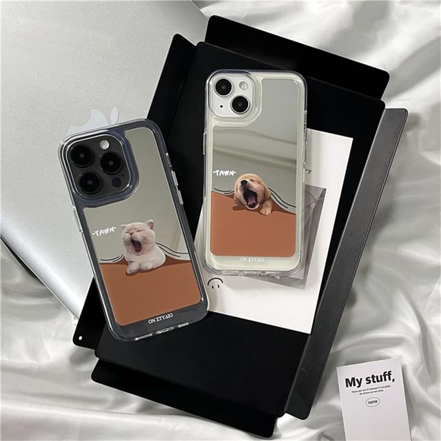 Coque de téléphone miroir à motif animalier