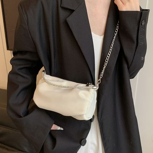 Faux Leather Chained Crossbody Bag