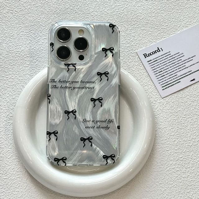 Bow Lettering Phone Case - iPhone 15 Pro Max / 15 Pro / 15 Plus / 15 / 14 Pro Max / 14 Pro / 14 Plus / 14 / 13 Pro Max / 13 Pro / 13 / 13 mini / 12 Pro Max / 12 Pro / 12 / 12 mini / 11 Pro Max / 11 Pro / 11