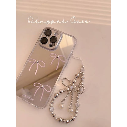 Bow Mirrored Phone Case - iPhone 15 Pro Max / 15 Pro / 15 Plus / 15 / 14 Pro Max / 14 Pro / 14 Plus / 14 / 13 Pro Max / 13 Pro / 13 / 13 mini / 12 Pro Max / 12 Pro / 12 / 12 mini / 11 Pro Max / 11 Pro / 11