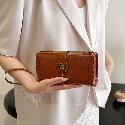 Charm Faux Long Leather Floral Wallet