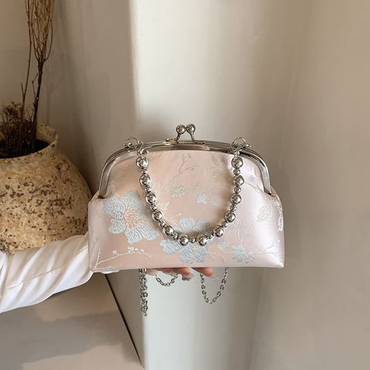 Floral Jacquard Lock Bag Kiss Crossbody