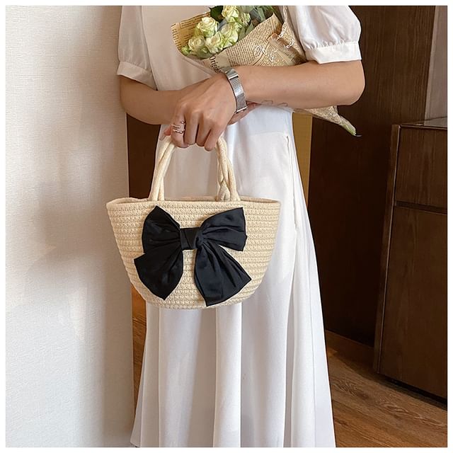 Tote Woven Bow Bag