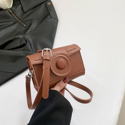 Flap Crossbody Leather Bag Camera Faux