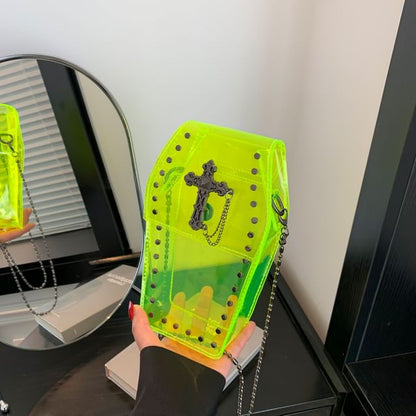 Studded Crossbody Crisscross Chained PVC Bag