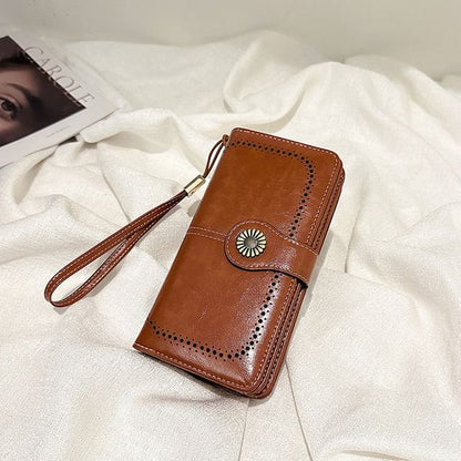 Charm Faux Long Leather Floral Wallet