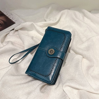 Charm Faux Long Leather Floral Wallet