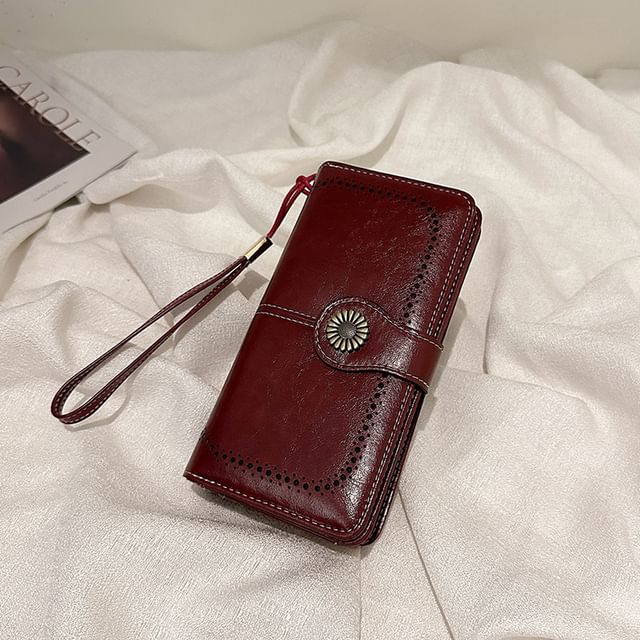 Charm Faux Long Leather Floral Wallet
