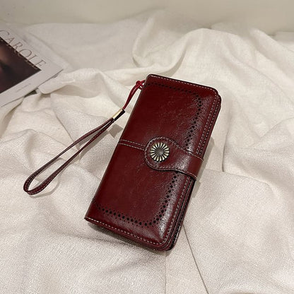 Charm Faux Long Leather Floral Wallet