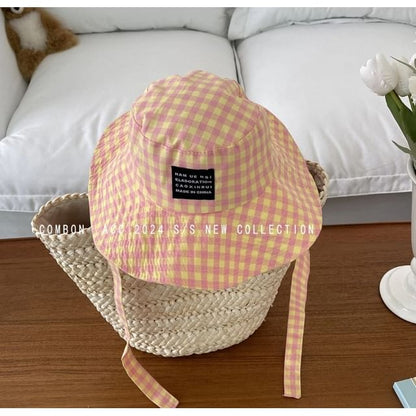 Gingham Applique Bucket Hat