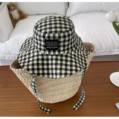 Gingham Applique Bucket Hat