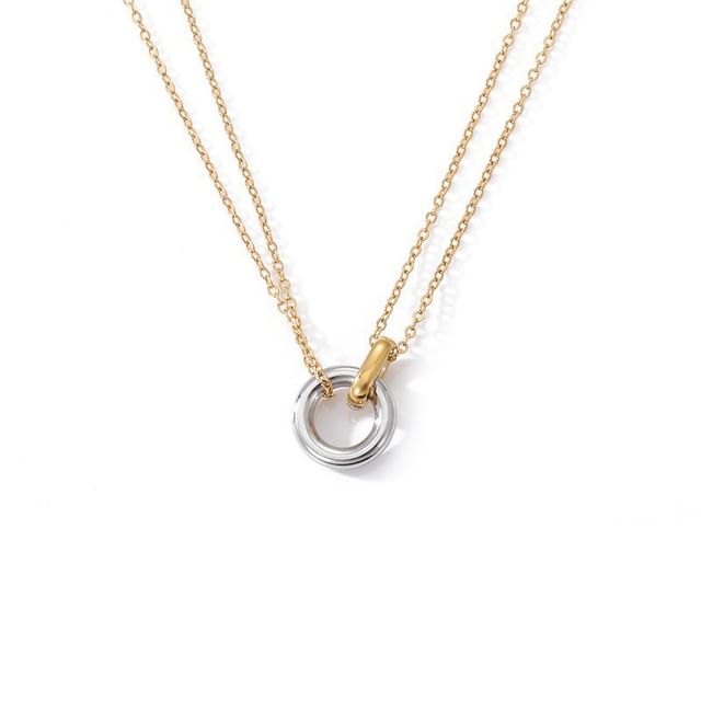 Interlocking Hoop Pendant Alloy Necklace