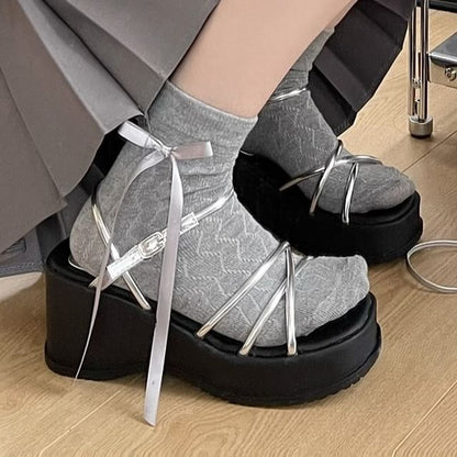 Platform Wedge Heel Ankle Strap Sandals