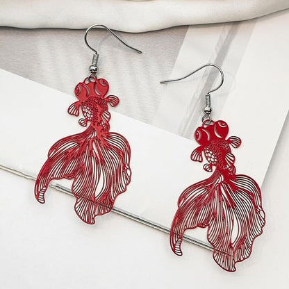 Goldfish Drop Hook Earring