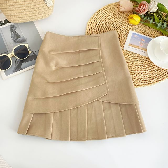 Plain Pleated A-Line Skirt