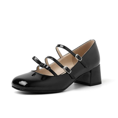 Chunky Jane Bow Pumps Strappy Heel Mary