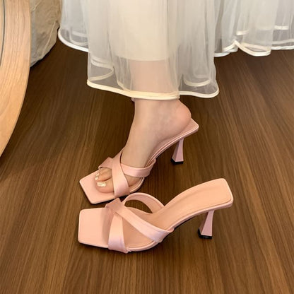 High Heel Strap Cross Sandals Slide