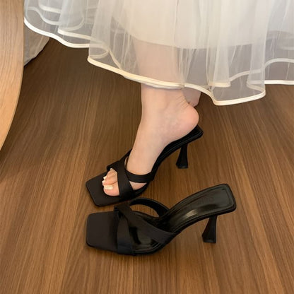 High Heel Strap Cross Sandals Slide