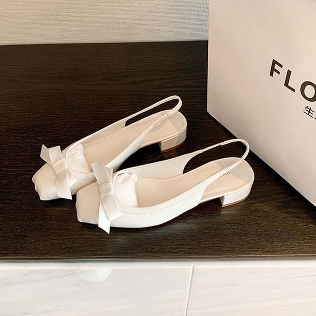 Heel Bow Sandals Slingback Chunky