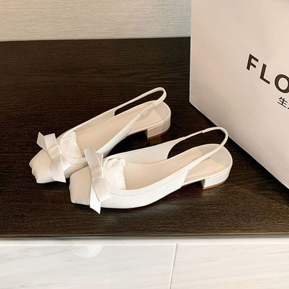 Heel Bow Sandals Slingback Chunky
