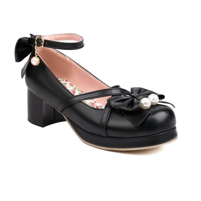 Strap Pumps Mary Platform Bow Jane Ankle