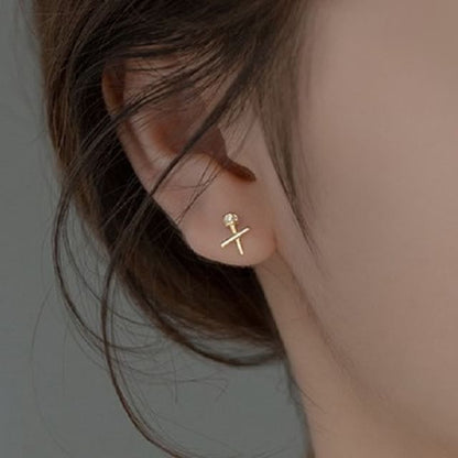 Cross S925 Sterling Silver Stud Earring