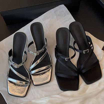 Sandals Heel Kitten Square Toe