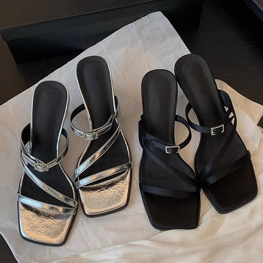 Sandals Heel Kitten Square Toe