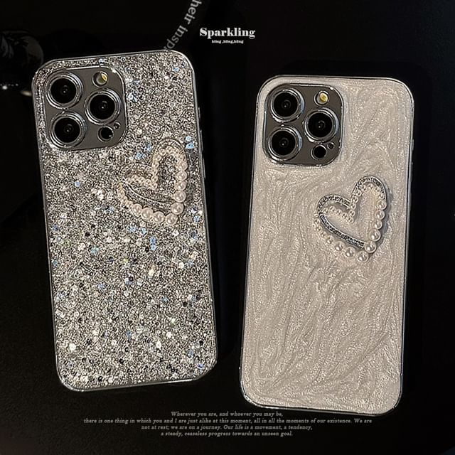 Phone Pearl Case Heart Faux