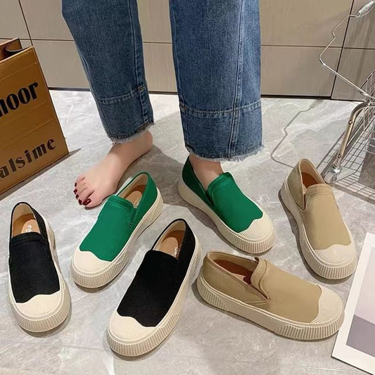 Canvas Colorblock Platform Slip-Ons