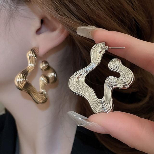 Earring Hoop Copper Wavy