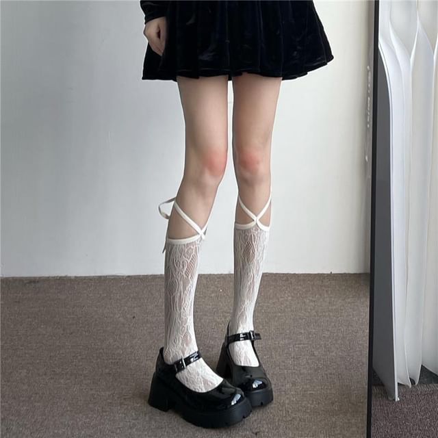 Lace Lace-Up Socks